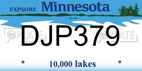 DJP379 Minnesota License Plate