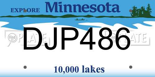 DJP486 Minnesota License Plate
