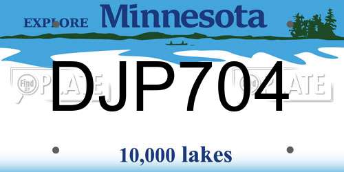 DJP704 Minnesota License Plate