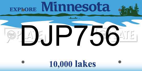 DJP756 Minnesota License Plate