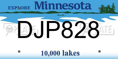 DJP828 Minnesota License Plate