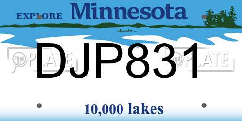 DJP831 Minnesota License Plate