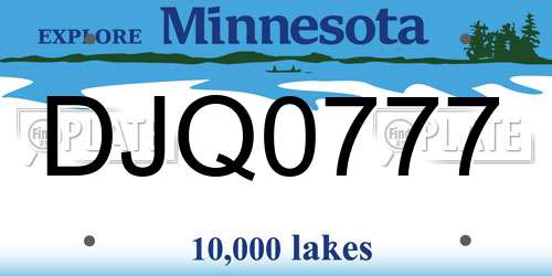 DJQ0777 Minnesota License Plate