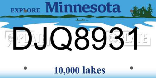 DJQ8931 Minnesota License Plate