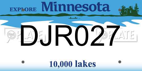 DJR027 Minnesota License Plate