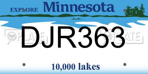 DJR363 Minnesota License Plate