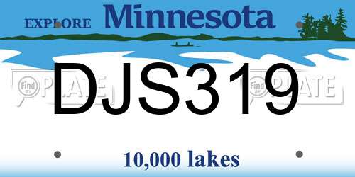 DJS319 Minnesota License Plate