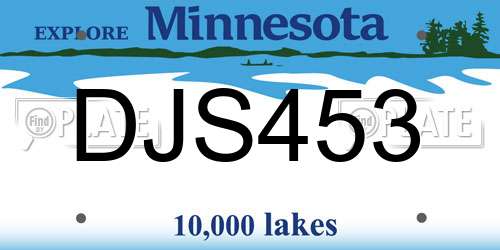 DJS453 Minnesota License Plate