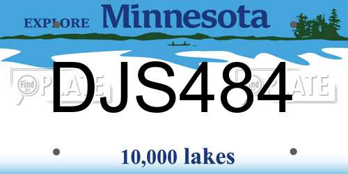 DJS484 Minnesota License Plate