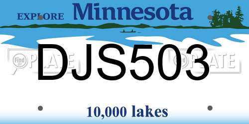 DJS503 Minnesota License Plate