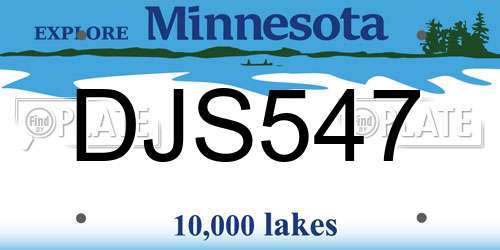 DJS547 Minnesota License Plate