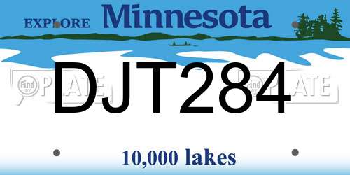 DJT284 Minnesota License Plate