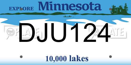 DJU124 Minnesota License Plate