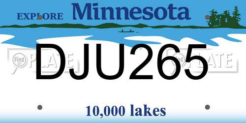 DJU265 Minnesota License Plate
