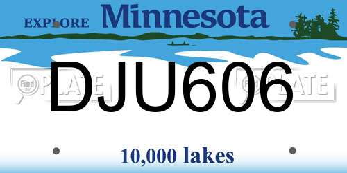 DJU606 Minnesota License Plate