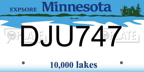 DJU747 Minnesota License Plate