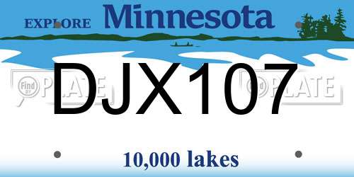 DJX107 Minnesota License Plate