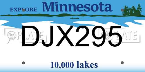 DJX295 Minnesota License Plate