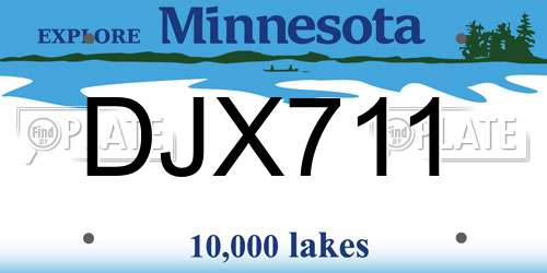 DJX711 Minnesota License Plate