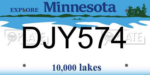 DJY574 Minnesota License Plate