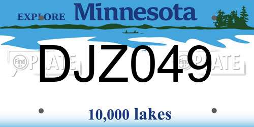DJZ049 Minnesota License Plate