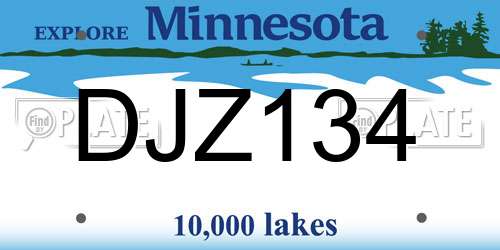 DJZ134 Minnesota License Plate
