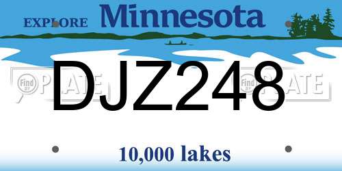DJZ248 Minnesota License Plate