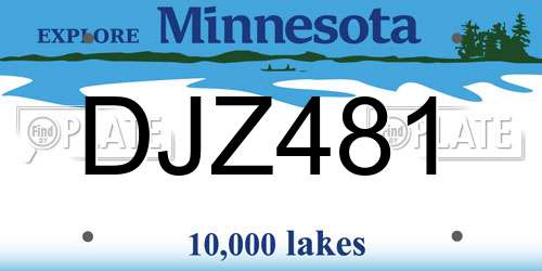 DJZ481 Minnesota License Plate