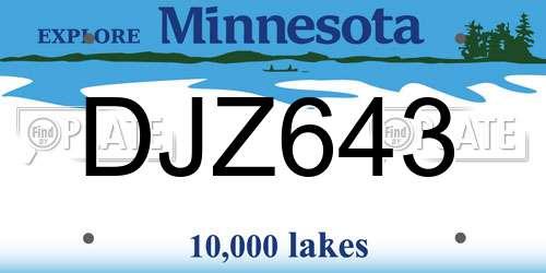 DJZ643 Minnesota License Plate