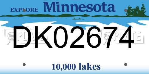 DK02674 Minnesota License Plate