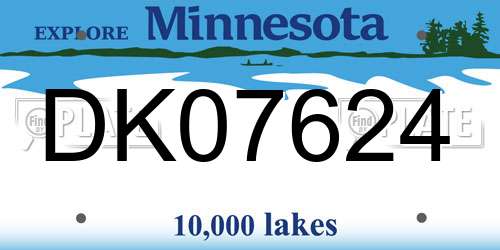 DK07624 Minnesota License Plate