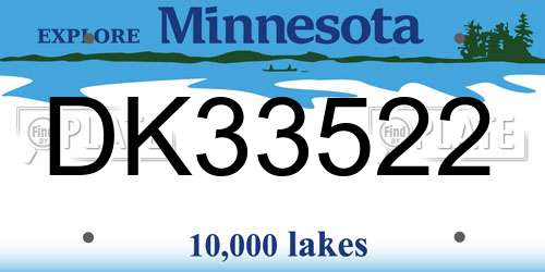 DK33522 Minnesota License Plate