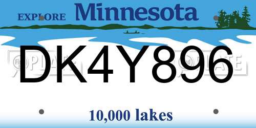 DK4Y896 Minnesota License Plate