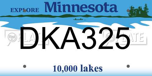 DKA325 Minnesota License Plate