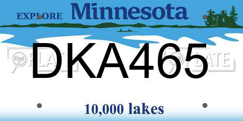 DKA465 Minnesota License Plate