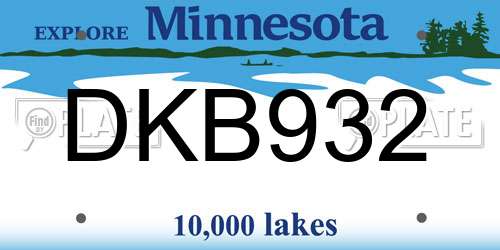 DKB932 Minnesota License Plate