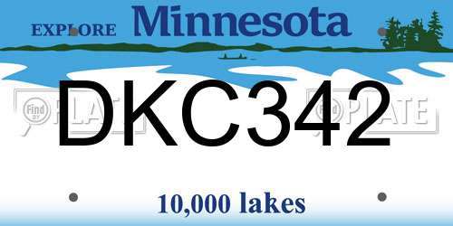 DKC342 Minnesota License Plate