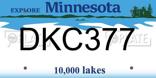 DKC377 Minnesota License Plate