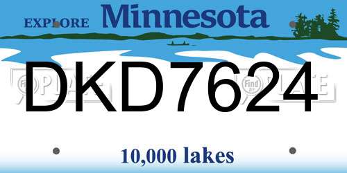 DKD7624 Minnesota License Plate