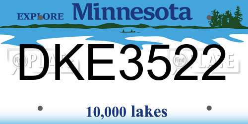 DKE3522 Minnesota License Plate