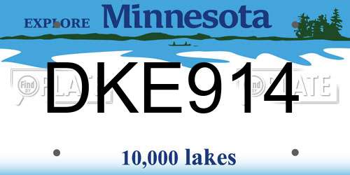 DKE914 Minnesota License Plate