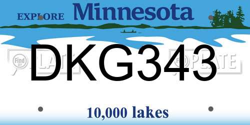 DKG343 Minnesota License Plate