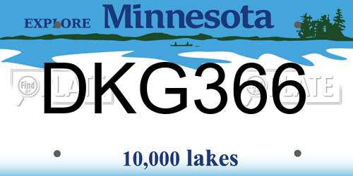 DKG366 Minnesota License Plate