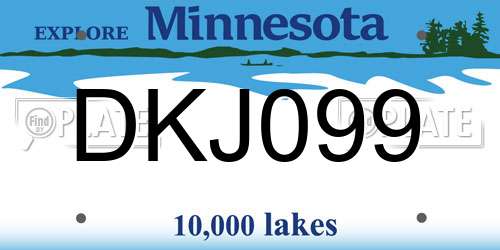 DKJ099 Minnesota License Plate