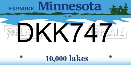 DKK747 Minnesota License Plate