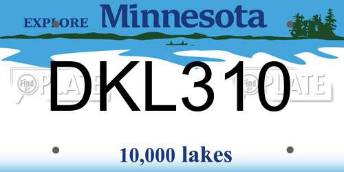 DKL310 Minnesota License Plate