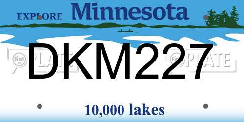 DKM227 Minnesota License Plate