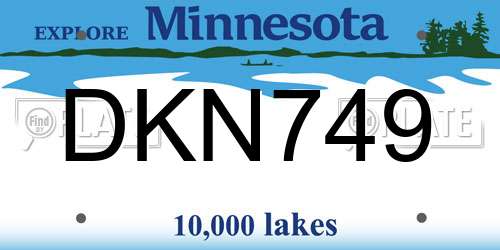 DKN749 Minnesota License Plate