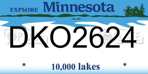 DKO2624 Minnesota License Plate