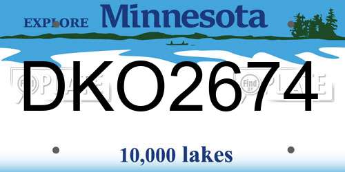 DKO2674 Minnesota License Plate